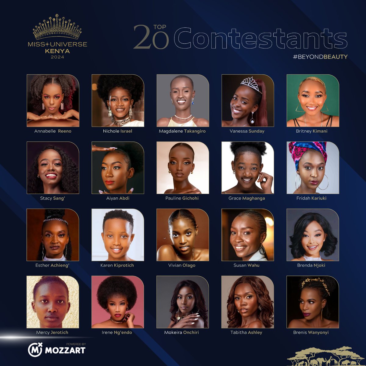 The Top 20 Contestants Miss Universe Kenya 
Who is your Favourite Queen??

Let's Go, Make your Comment

#MUKenya2024
Beyond Beauty