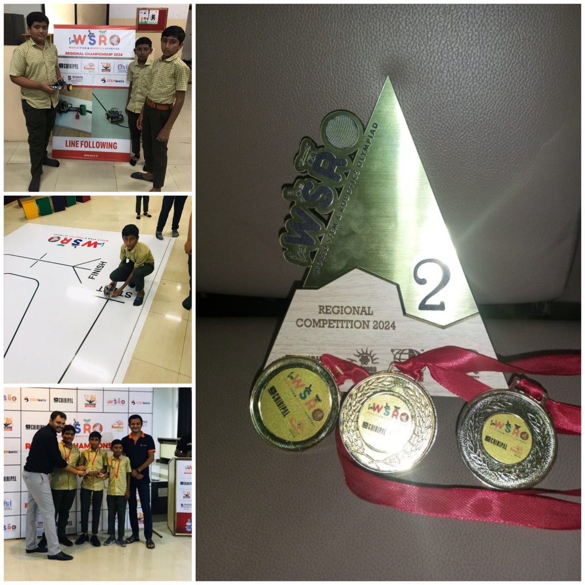 atlsanskarbh's tweet image. 🏆🥇🎉 2ND PRIZE 🥇🏆 In WSRO Regional Competition In Line Follower Robot category held at Bharad Vishva Vidhyalay, Tramba, Rajkot on 3rd August 2024.
#stemrobotics #blockCoding
#robotics #stembotix #wsro
@atalinnovationmission @NITIAayog @aimtoinnovate @stembotix @WSROIndia