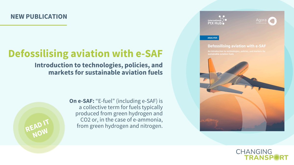 ❓Curious about how to defossilise the #aviation sector?

🌎 ✈️ Read a new publication on the technologies, policies, and markets for sustainable #aviation fuels developed by the International PtX Hub and <a href="/agoraverkehr/">Agora Verkehrswende</a>.

Check out the publication here ➡️ bit.ly/3SxiitF