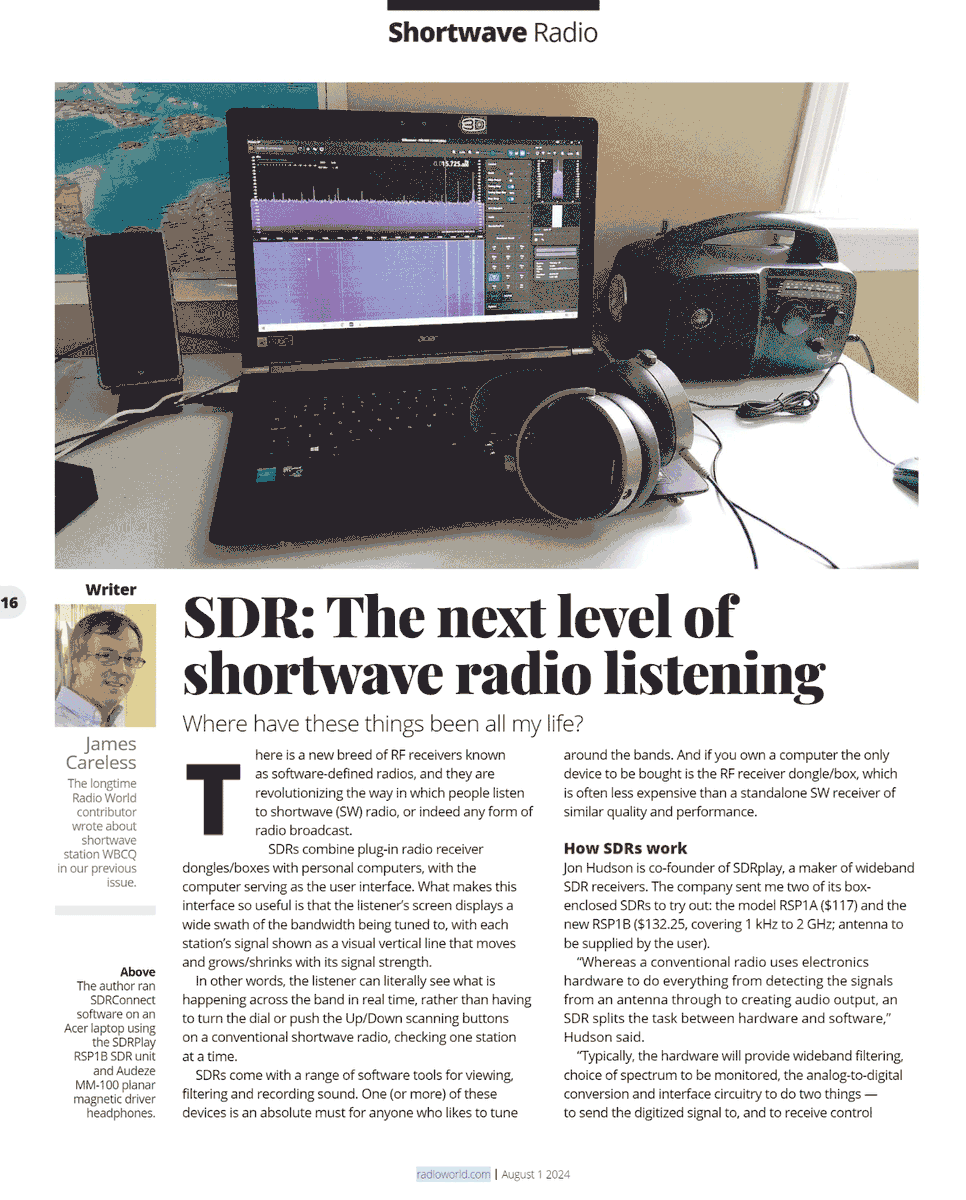 RadioWorld Magazine Article about Software Defined Radios for Shortwave Listening rtl-sdr.com/radioworld-mag…