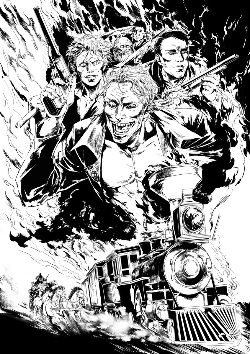 [ Hell On Wheels ]
Wild &amp; Free #twwwf

"Now you know... hell ain't civilized"

---
ครอบครัววิปริตจากบุชเชอร์ครีกออกปล้นคนที่โดนสารรถไฟหรู ภาพร่วมโปรงาน B&amp;W นี้ตั้งใจให้ออกมาโดยปราศจากการใช้สีเทาในภาพเลย อยากให้ดูหมือนใช้หมึกจริง ๆ โดยคุมเวลู่งานเอา บอกเลยว่าสนุกมากมาย