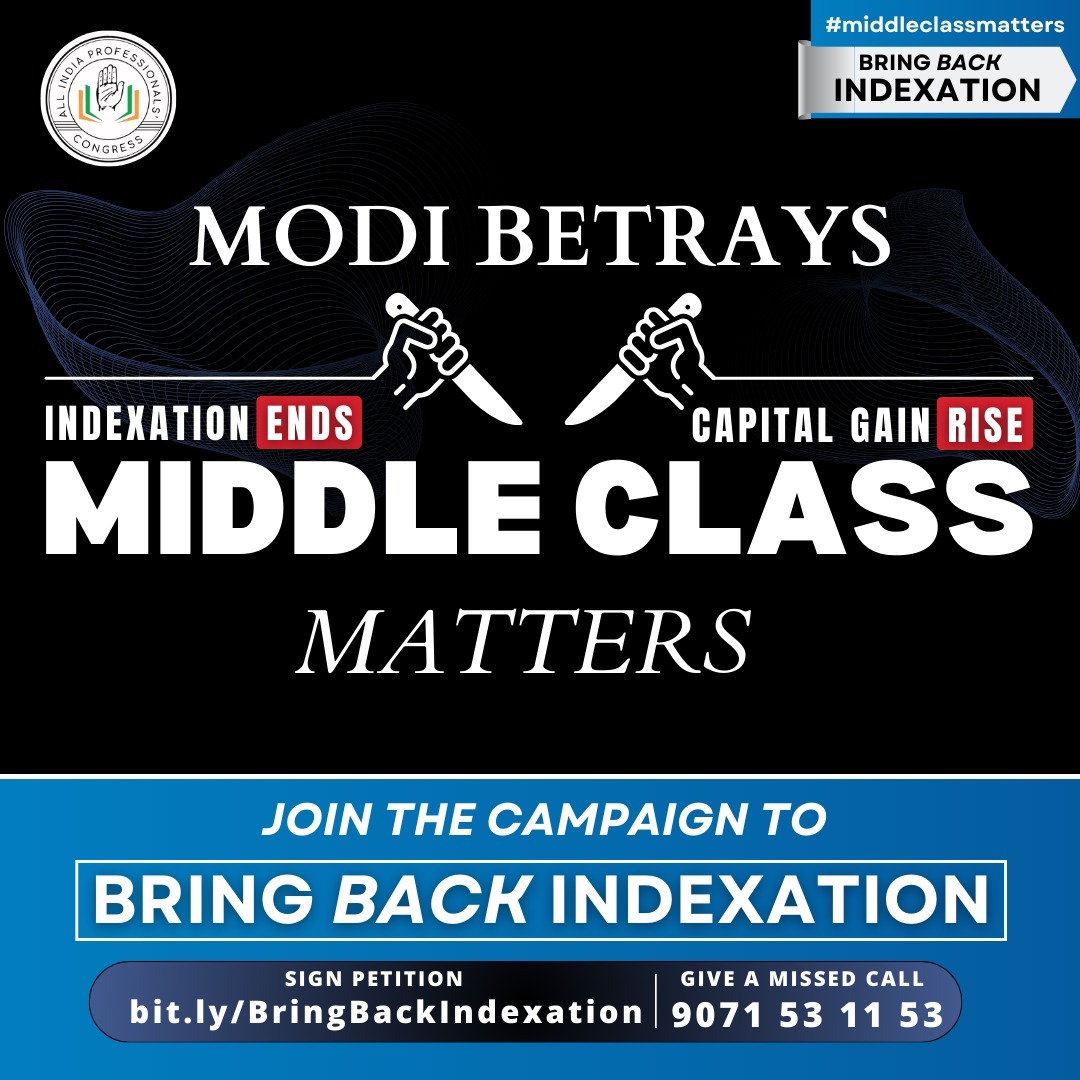 TPCCali's tweet image. Join The Campaign To Bring Back Indexation 

📝 Sign the petition: profcongress.in/p/a/bbl 

📞 Give a missed call: 9071 53 11 53

#BringBackIndexation
#MiddleClassMatters