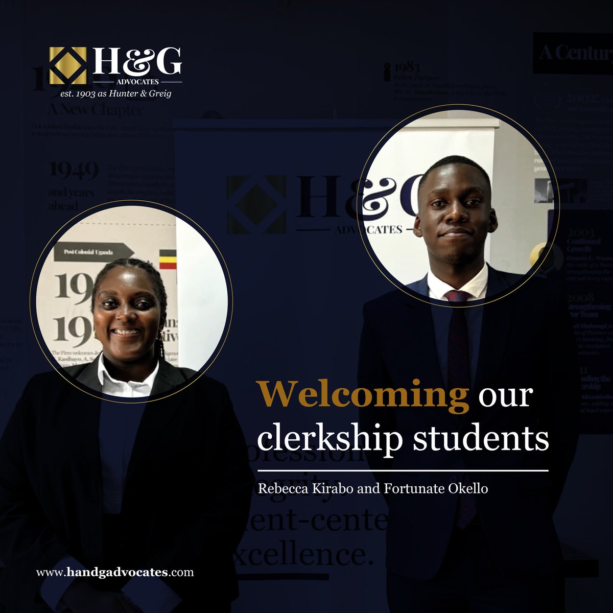 Welcoming  Clerkship Students:

 Rebecca Z. Kirabo and Fortunate Okello,  are our clerkship students from  <a href="/LDC_Uganda/">Law Development Centre</a>.  A clerkship is an apprenticeship program undertaken as a pre-requisite for completion of the bar course.

Please join us in giving them a warm welcome!