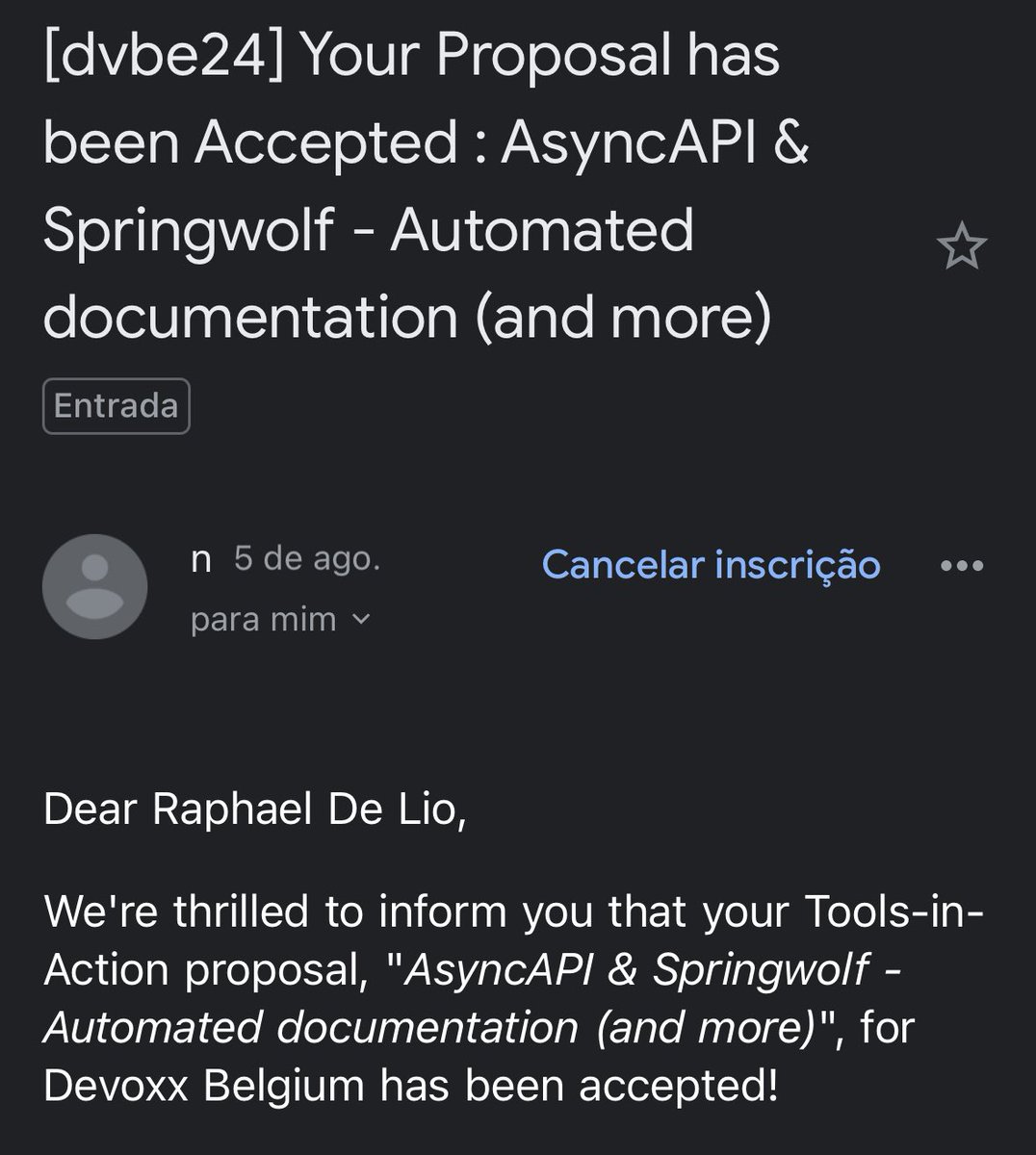 RaphaelDeLio's tweet image. Excited for giving this session again! @Devoxx @AsyncAPISpec #asyncapi #java #springwolf #belgium