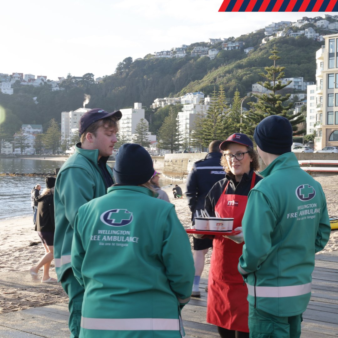 RRT_NZ's tweet photo. Fantastic to be able to support the @nzpolice  raising funds for @SpecOlympicsNZ at the recent Polar Plunge event in Wellington on Saturday! RRT provided hot coffee, soup and cake for the plungers after their swim in the freezing 9.25 degree water 🥶💪#RRTcares https://t.co/m0QA7BBbJl
