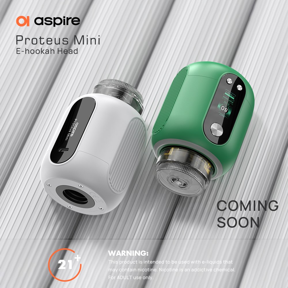 aspire_japan's tweet photo. Proteus Mini: 新しくアップグレードされたデザインで、最新の電子タバコ技術を体験してください。
🌈お楽しみに。🌈

#proteusmini #proteusehookah #shisha #Aspirecig #aspiretech #電子タバコ #VAPE
警告：20歳以上の成人のみご利用できます https://t.co/HivTla6RiO