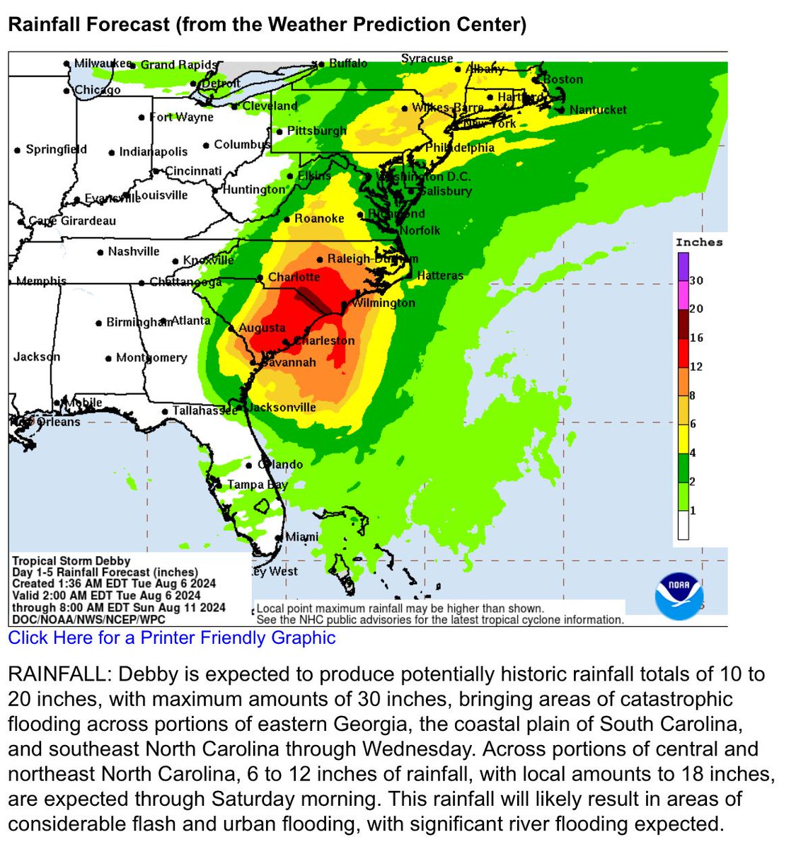„potentially historic rainfall totals“