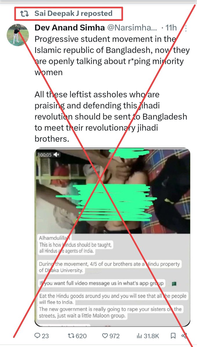 Mohammed Zubair (@zoo_bear) on Twitter photo Beware of the Fake News factor run by Right Wing accounts in India. An Old video of sexual assault case in Bengaluru, India involving Bangladeshis is now shared with a communal claim that Hindu girls are being raped in Bangladesh. Such claims are amplified by 🤡 like <a href="/jsaideepak/">Sai Deepak J</a> Beware of the Fake News factor run by Right Wing accounts in India. An Old video of sexual assault case in Bengaluru, India involving Bangladeshis is now shared with a communal claim that Hindu girls are being raped in Bangladesh. Such claims are amplified by 🤡 like <a href="/jsaideepak/">Sai Deepak J</a>