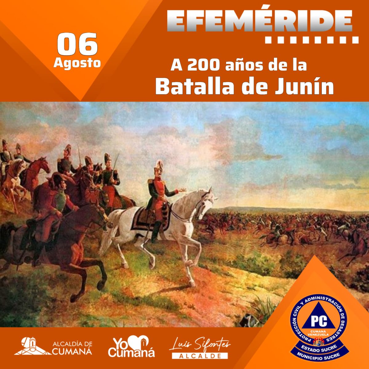 YO❤️CUMANÁ
#06Ago| Efeméride 🧡

Uno de los últimos enfrentamientos llevados a cabo para liberar a nuestro hermano país Perú, como parte de la Campaña del Sur de la Gran Colombia, comandado por nuestro insigne Libertador Simón Bolívar.
