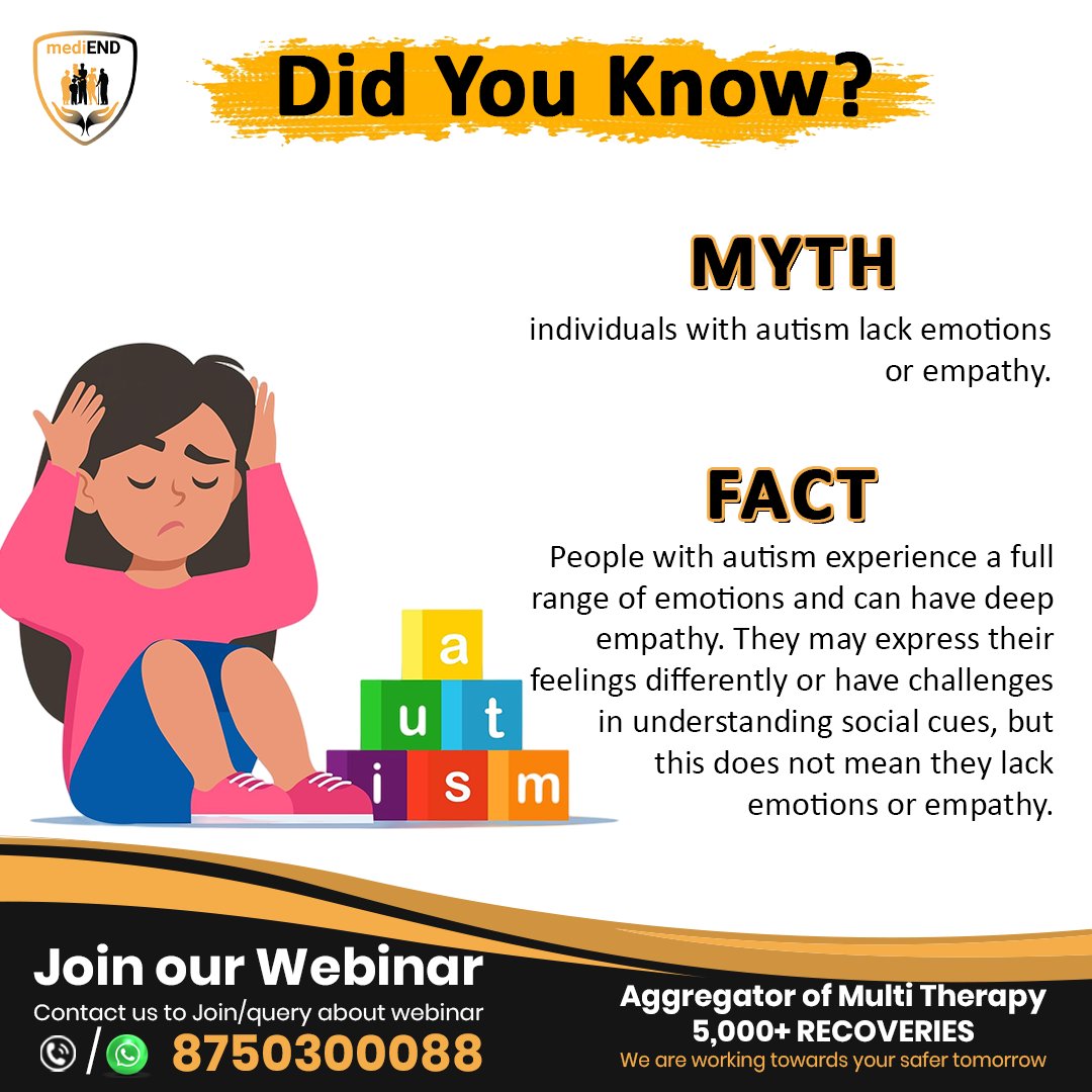 medi_end_'s tweet photo. Did You Know
Learn more & register today! 📷 Call us at 8750300088 or register online: https://t.co/VWXdwtNHkV
.
.
.
.
#Health #Register #autismdisorder #healthcare #autistic #asd #autismtherapy #empathy #autismexperience #deepempathy #feelings #emotions #myth #fact #challenges https://t.co/rJ7Ca2Ezw8