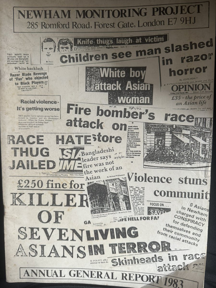 Just looking back at our Newham Monitoring Project Annual Report from 1983 &amp; the echo of the past and the present with the same fear within in our communities. 

The lesson of 70/80’s was that defeating the fascists doesn’t defeat racism. Defeating racism defeats fascism. ✊🏾✊🏿