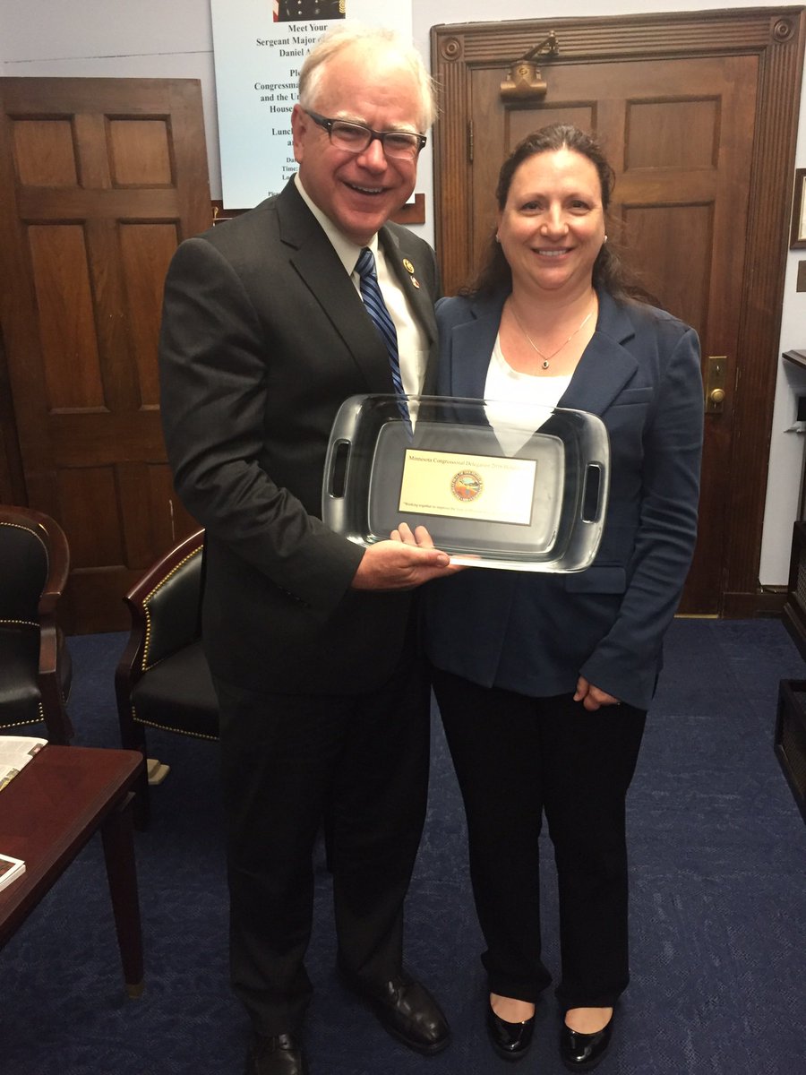 sarabarrow's tweet photo. Most @Tim_Walz picture ever - then Congressman Walz proudly showing me his hot dish trophy in 2016. #Veepstakes #TimWalz #Election2024 https://t.co/fMd1yL3WOZ