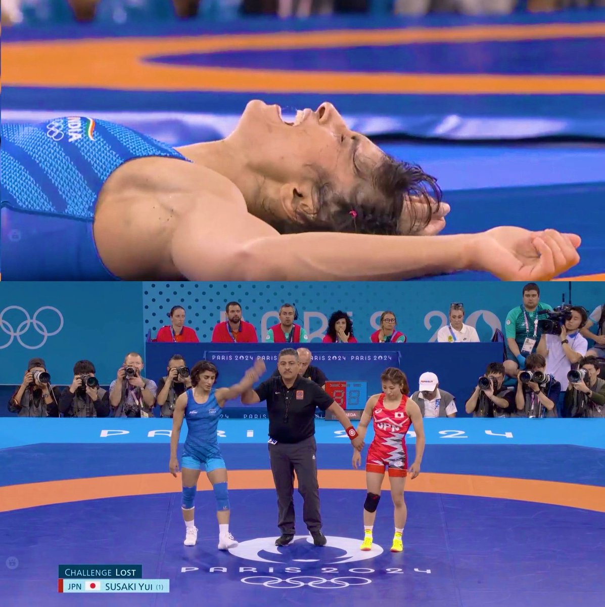 IndiaAtParis's tweet photo. Wrestler Vinesh Phogat has defeated the World No.1 Gold Medalist!

What a win for India! 

#VineshPhogat
#IndiaAtParis24 
#OlympicGames https://t.co/fDXrnekvrS
