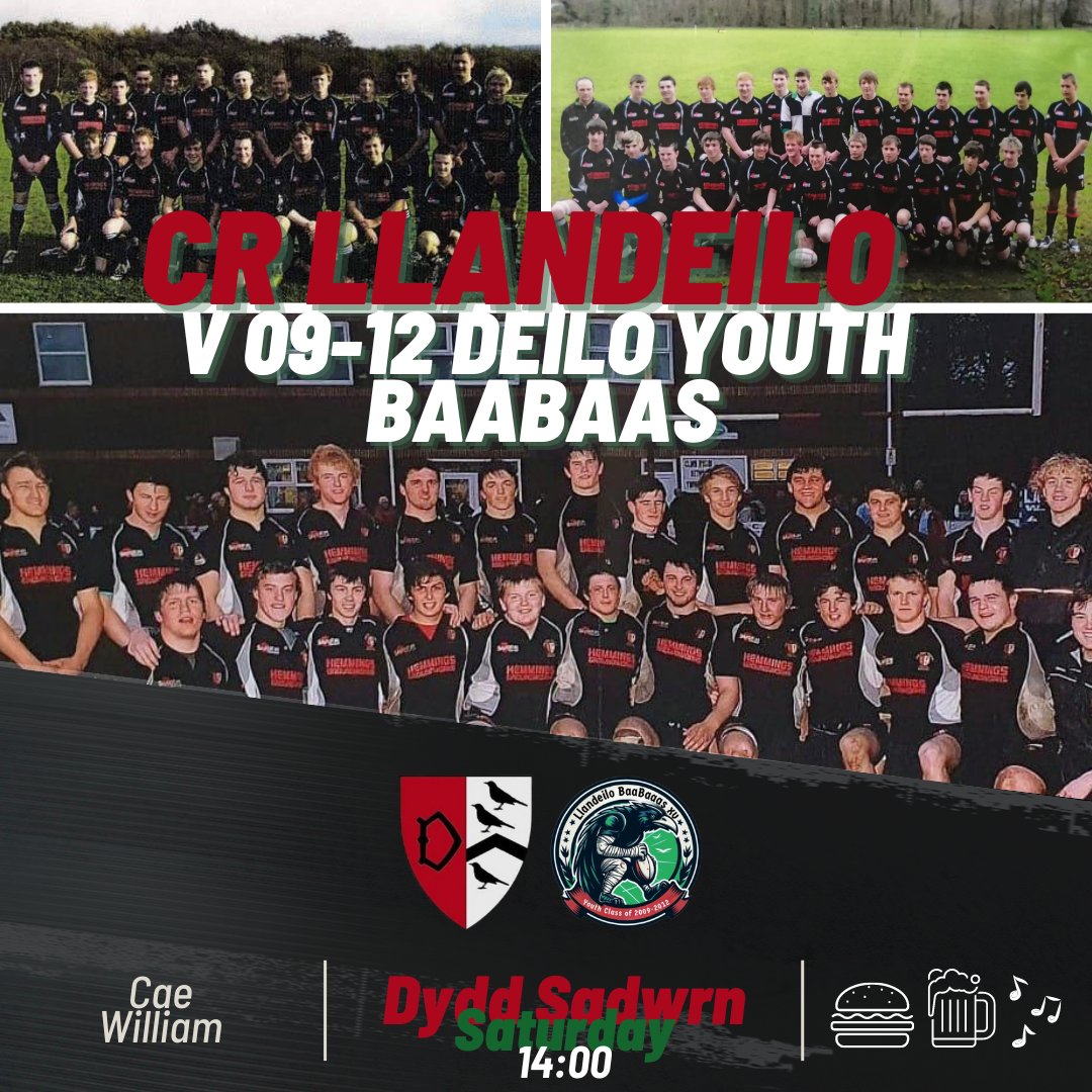 Mae’n addo fod yn ddiwrnod gret ddydd Sadwrn gyda’r tim 1af yn chwarae erbyn yr Ieuenctid Llandeilo gwreiddiol. 

A warm welcome will be had for everyone that has any connection to the club, with the bar in full flow, a hog roast and live music, it promises to be a great day!