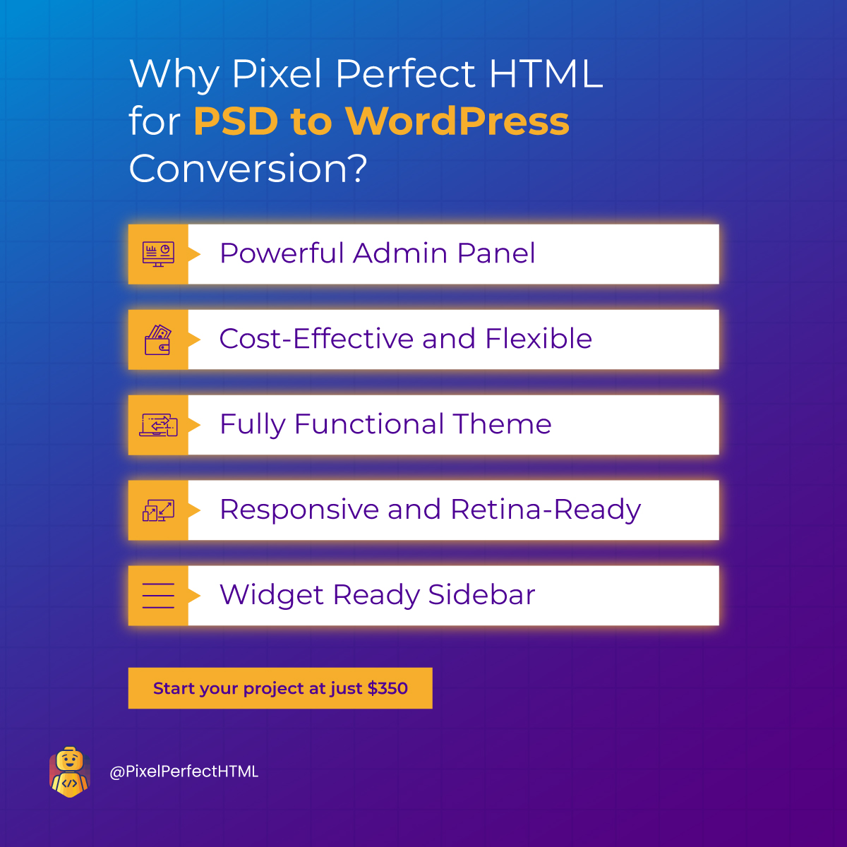 PixelPerfectHTM's tweet image. It&apos;s time to say goodbye to your static and boring raw designs! Say hello to dynamic, seamless, and performing WordPress websites that help you engage and convert your audience. Start your project now &amp;gt;  bit.ly/4dQy6Rm      

#PSDtoWordPress #PixelPerfectHTML