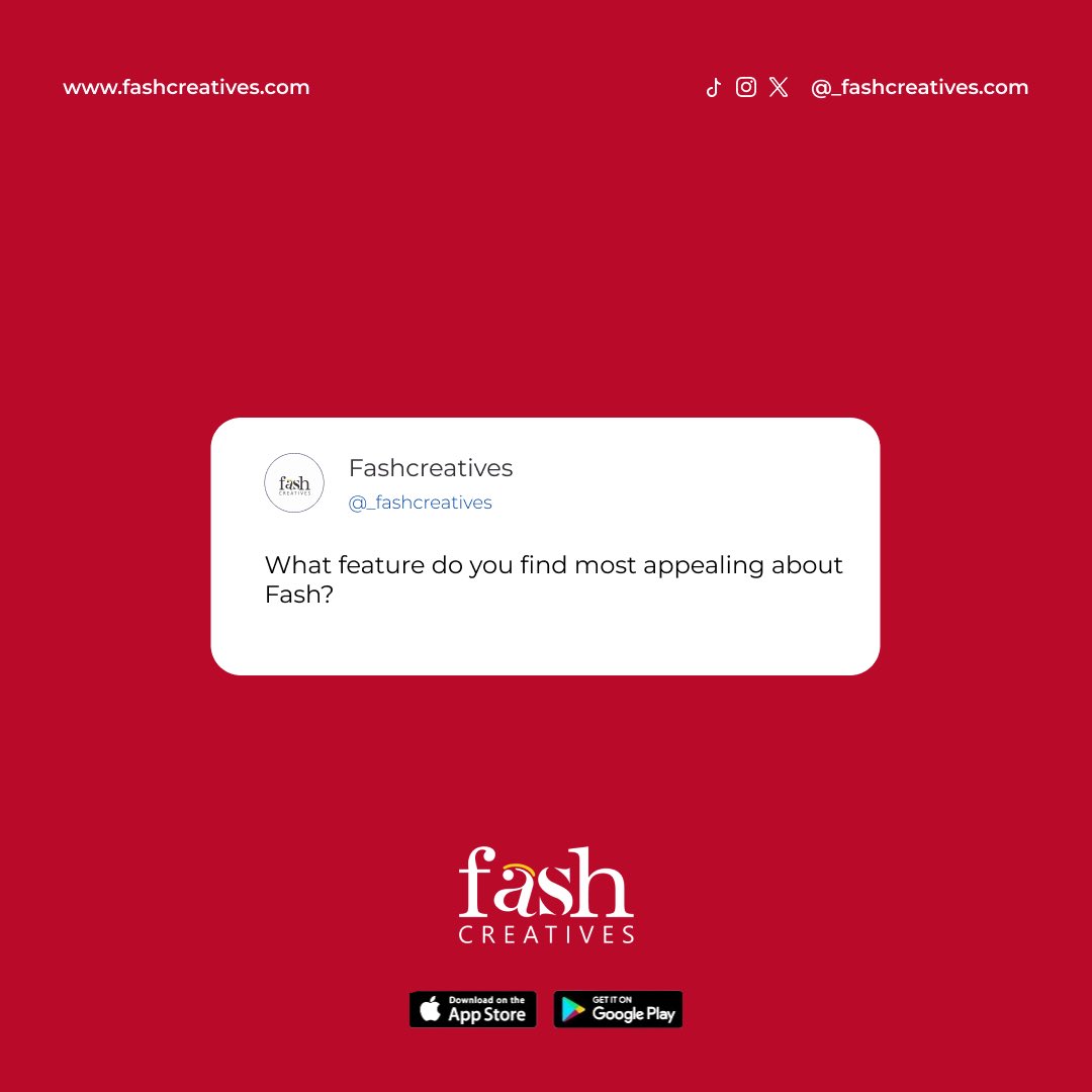 _fashcreatives's tweet image. 💬 What feature of Fash do you love the most? 

✨ We want to hear from you! Drop your favorite Fash feature in the comments below and let’s celebrate the best parts of our creative community! 
#FashCreatives #CommunityLove #CreativeNetwork