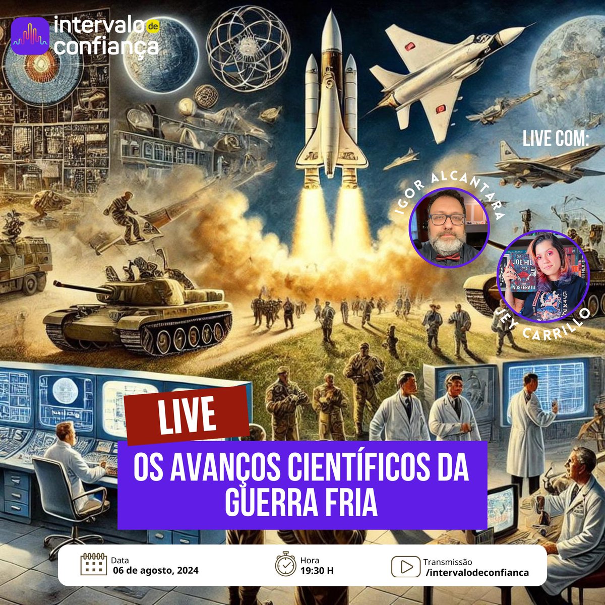 iConfPod's tweet photo. 🎙️Hoje, às 19:30h! Temos gravação com a dupla mais científica da podosfera! 🌌🔬

Vamos falar dos avanços científicos da Guerra Fria com Igor Alcantara e a nossa física preferida, Jey Carrillo ! 🧠🚀

Vem com a gente, o IC está imperdível!! https://t.co/5EUHY89Dbr