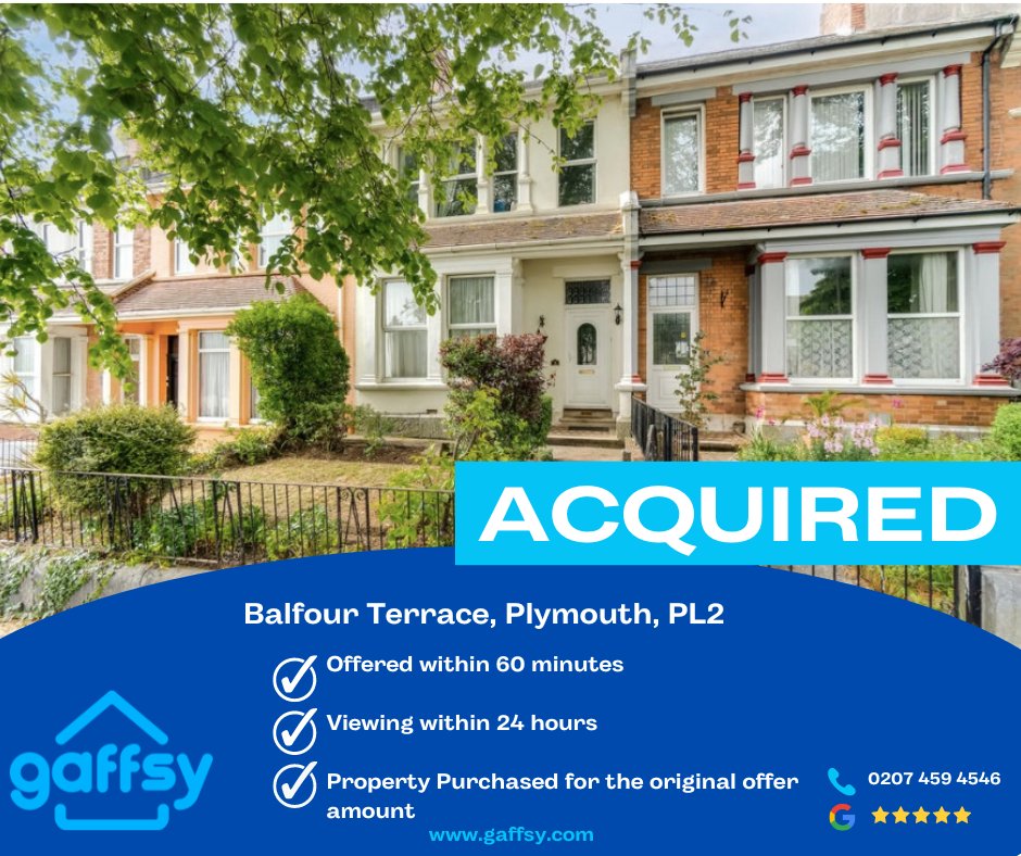 COMPLETED 🏡 

Balfour Terrace, Plymouth, PL2

If you are looking to sell, give us a call on 0207 459 4546 for a free no obligation cash offer today.

#property #sellingyourhome #webuyhouses #realestate #cashhousebuyer #apropertybuyeryoucantrust #sellmyhome #webuyanyhome