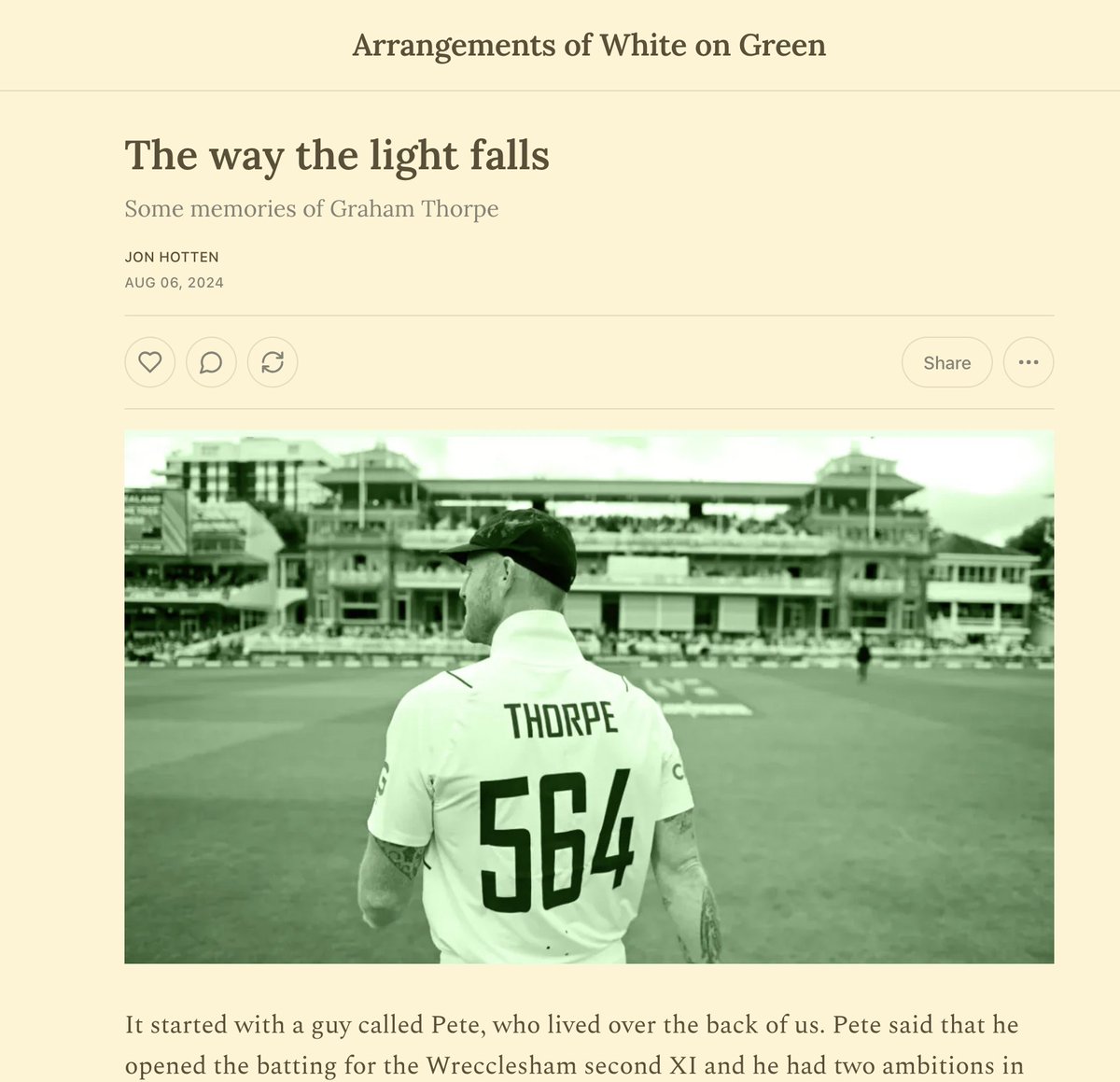 Free at our Substack: some memories of Graham Thorpe. We played for the same club as kids...
arrangements.substack.com/p/the-way-the-…