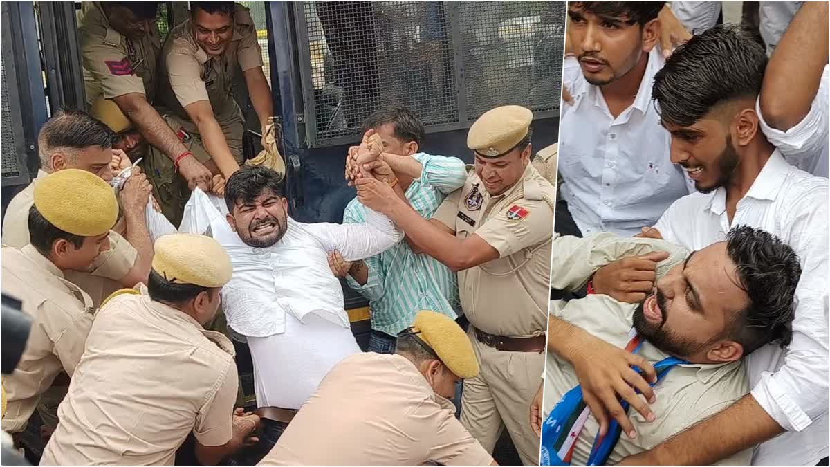 ETVBharatRJ's tweet image. छात्र संघ चुनाव की मांग : छात्रों ने प्रशासनिक भवनों को बंद किया, गेट पर चढ़े, पुलिस ने लिया हिरासत में - Student Protest 
etvbharat.com/hi/!state/prot… 
#StudentProtests #StudentElection #JaipurProtest #policeaction