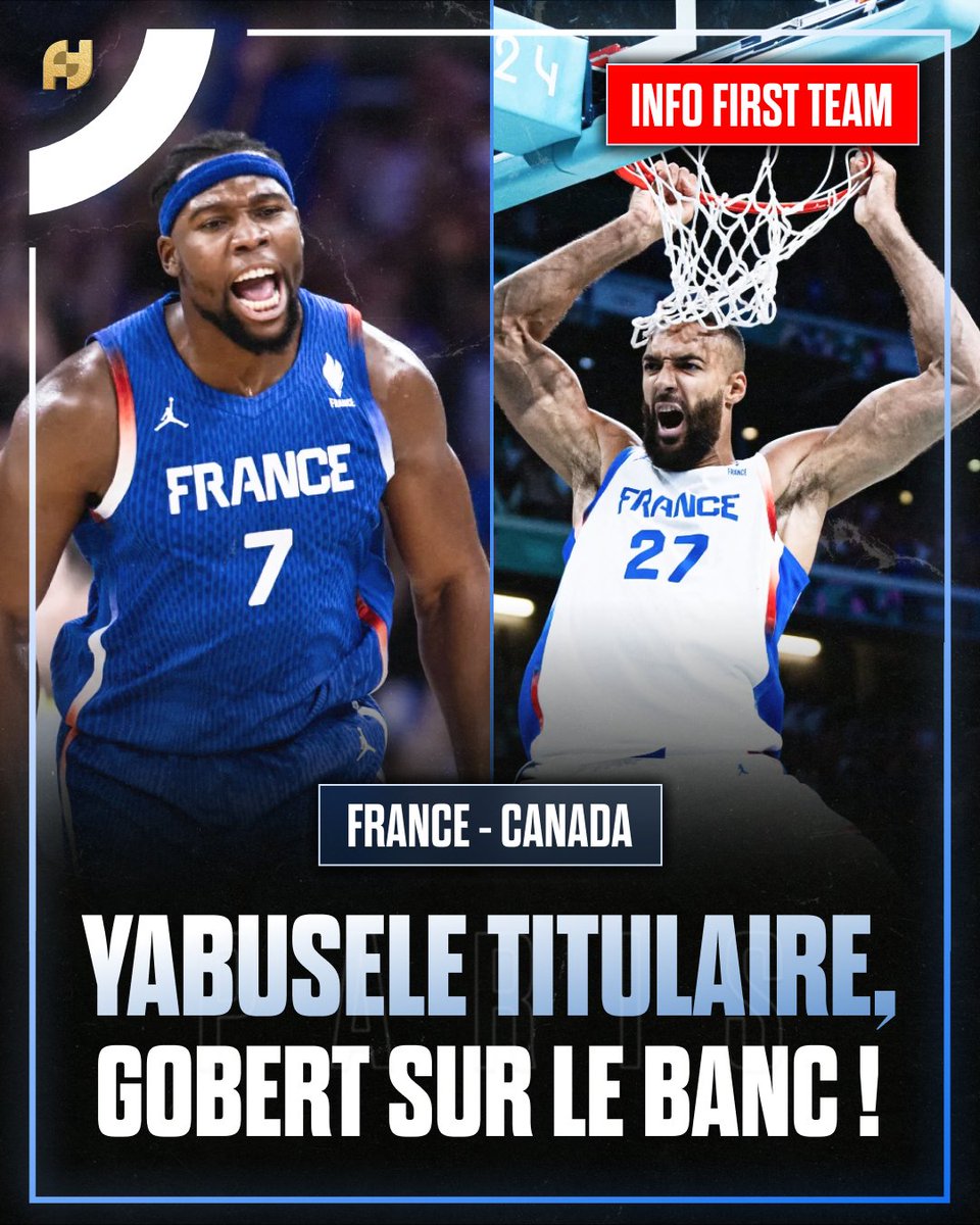 FirstTeam101's tweet photo. 𝗖𝗛𝗔𝗡𝗚𝗘𝗠𝗘𝗡𝗧 𝗗𝗘 𝟱 𝗠𝗔𝗝𝗘𝗨𝗥 🚨🇫🇷

Vincent Collet devrait changer son 5 de départ pour le 1/4 de finale de ce soir face au Canada : Rudy Gobert devrait démarrer sur le banc pour laisser sa place à Guerschon Yabusele ! 🔴 https://t.co/0GI3btyH1E