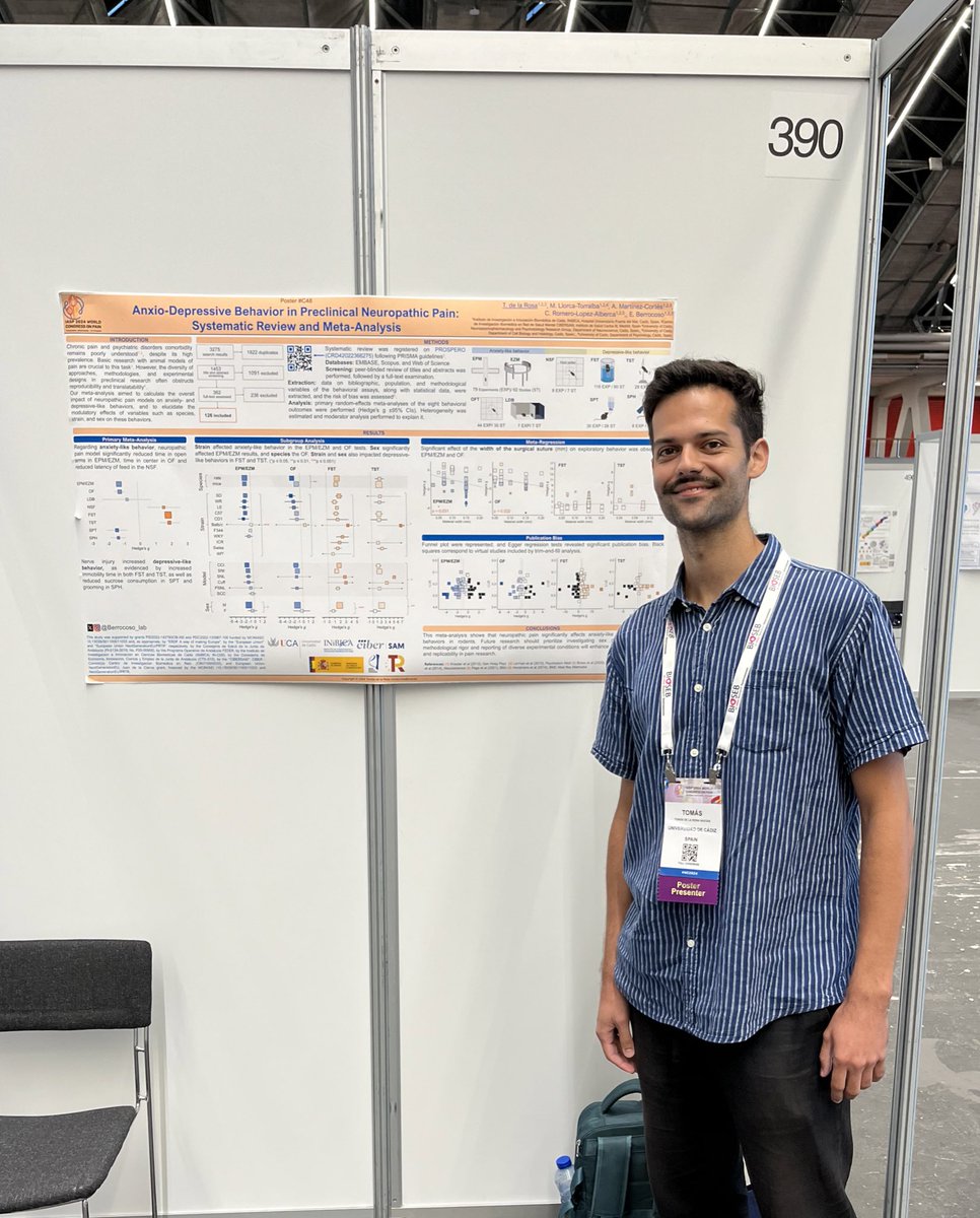 Berrocoso_Lab's tweet photo. Our mate @tomasdelarosam presented at the @IASPpain congress #WC2024 a meta-analysis about anxiety and depressive-like behavioral outcomes in neuropathic pain models
@univcadiz @CIBER_SAM @HaPpYejd2021 @INiBICA_IIS https://t.co/QjpXPsTtAH