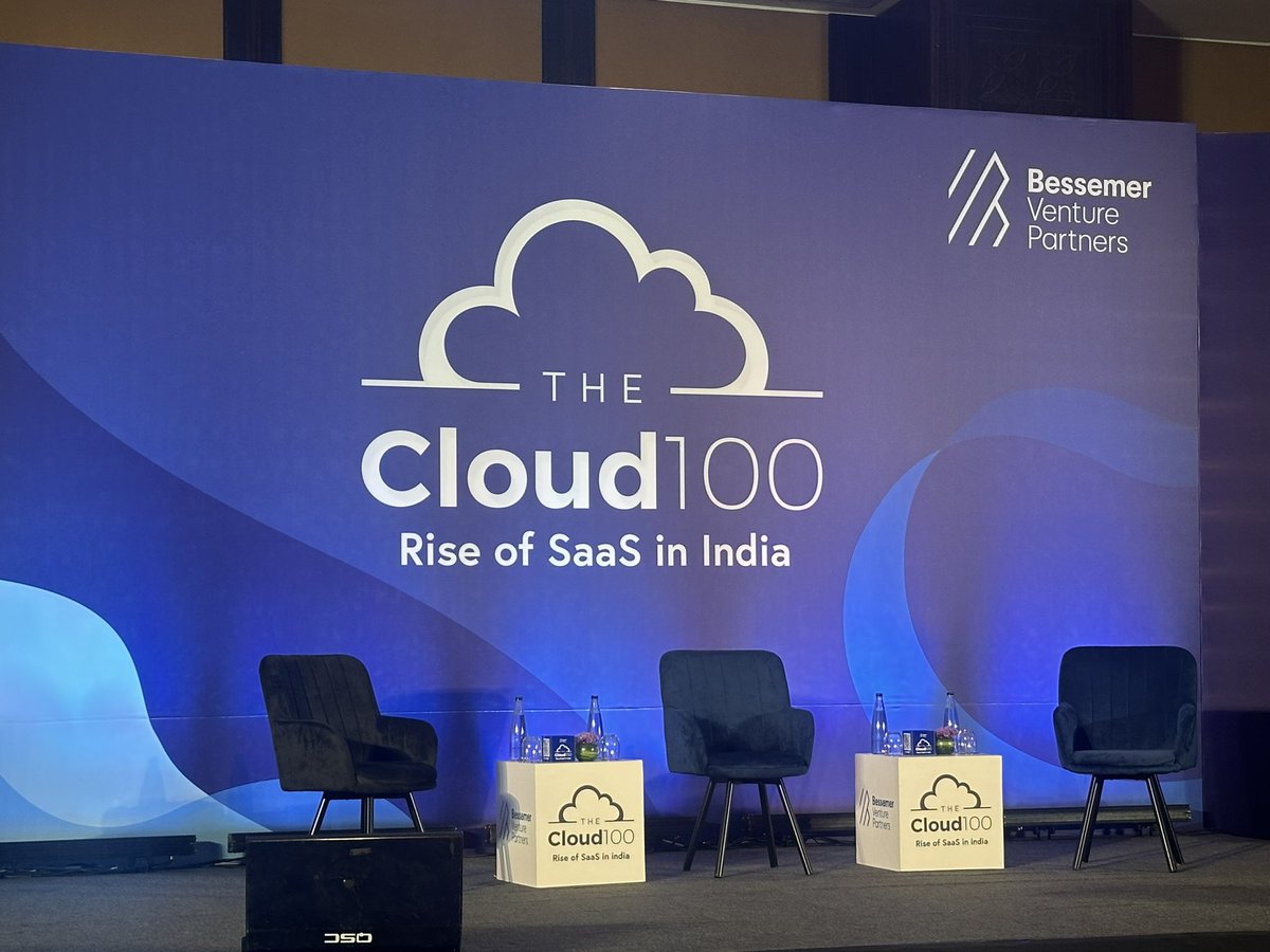 BessemerVPIndia's tweet photo. The stage is set, and we are excited to reimagine how latest developments in technology and business, are changing the playbook to build the next software centaur from India!

#LifeinTheCloud #Cloud100 #IndAI  #SaaS https://t.co/uJepIf4vTY