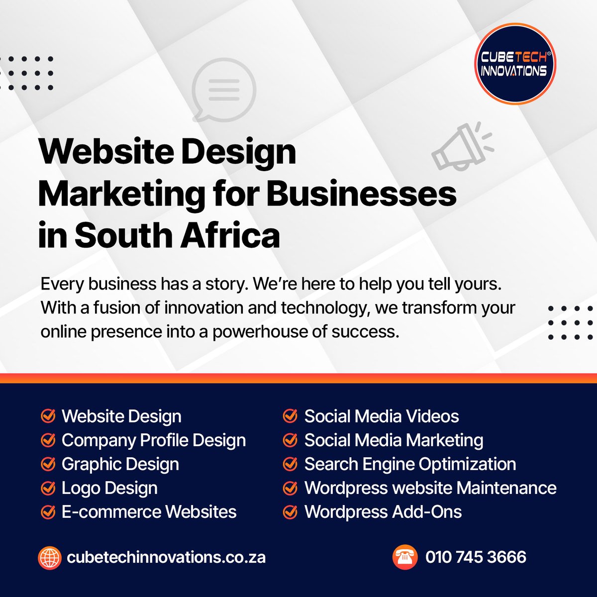 Website Designing &amp; Re-Designing R1200 No Monthly Fees, No Contracts.  Office hours: 010 745 3666 WhatsApp: 063 829 5974 WhatsApp link: wa.me/27638295974Web…: cubetechinnovations.co.za #webdevelopment #webdesigner #logodesigns #websitedesign #Mboro #mihlali #Chidimma
