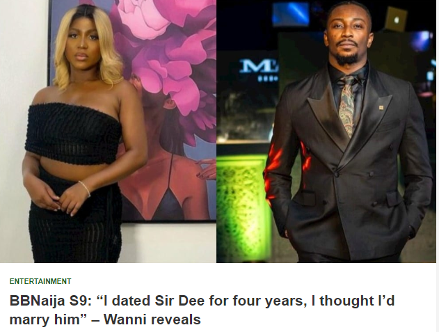 GistnewsNg's tweet photo. #BBNaijaS9 : “I dated Sir Dee for four years, I thought I’d marry him” – Wanni reveals
https://t.co/Auw9Uu1zzA
#leaked #Mistakenly #EndBackGovernanceProtest
#Kaduna #SSandSE #CongratulationsNigeria #Tiwa
#dejong #Obasanjo #Osimhen #Subsidy #AriseTV https://t.co/oxFpOTYbZd