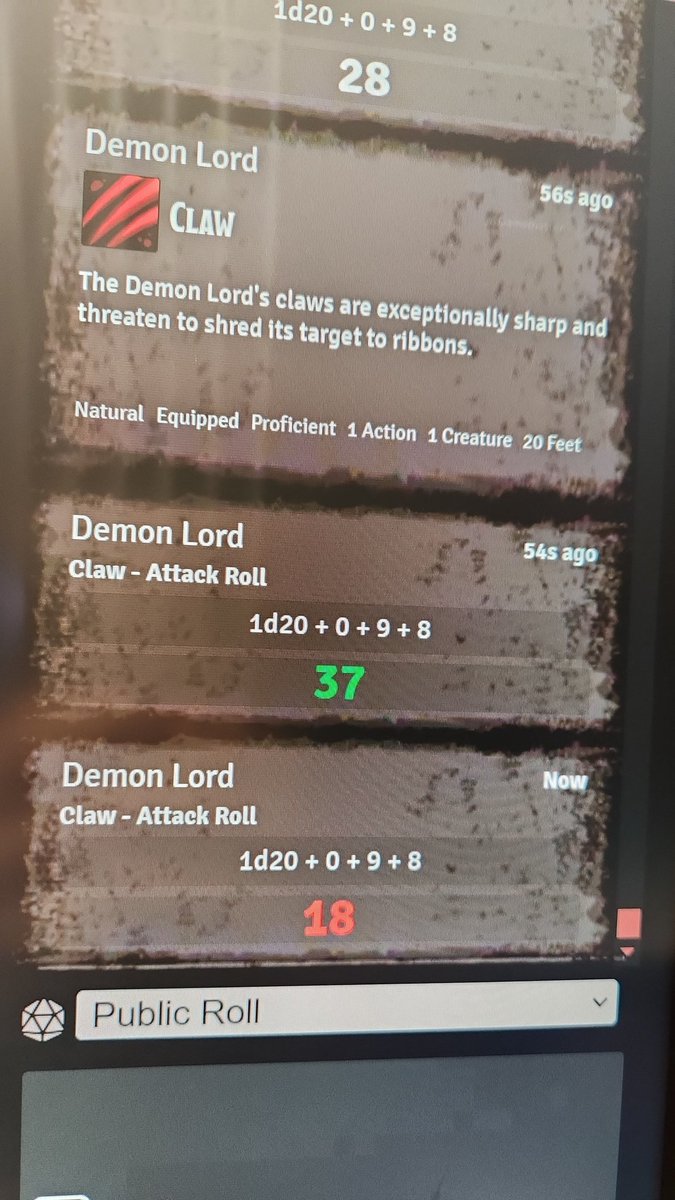 Rubia_Cinder's tweet photo. Boy do we LOVE when the crit opposites happen #dnd #dungeonsanddragons #criticalhit #nat20 #criticalfail #dnd5e #dndsession #sessionrecap #ttrpg #foundryvtt https://t.co/EjsadMhecQ