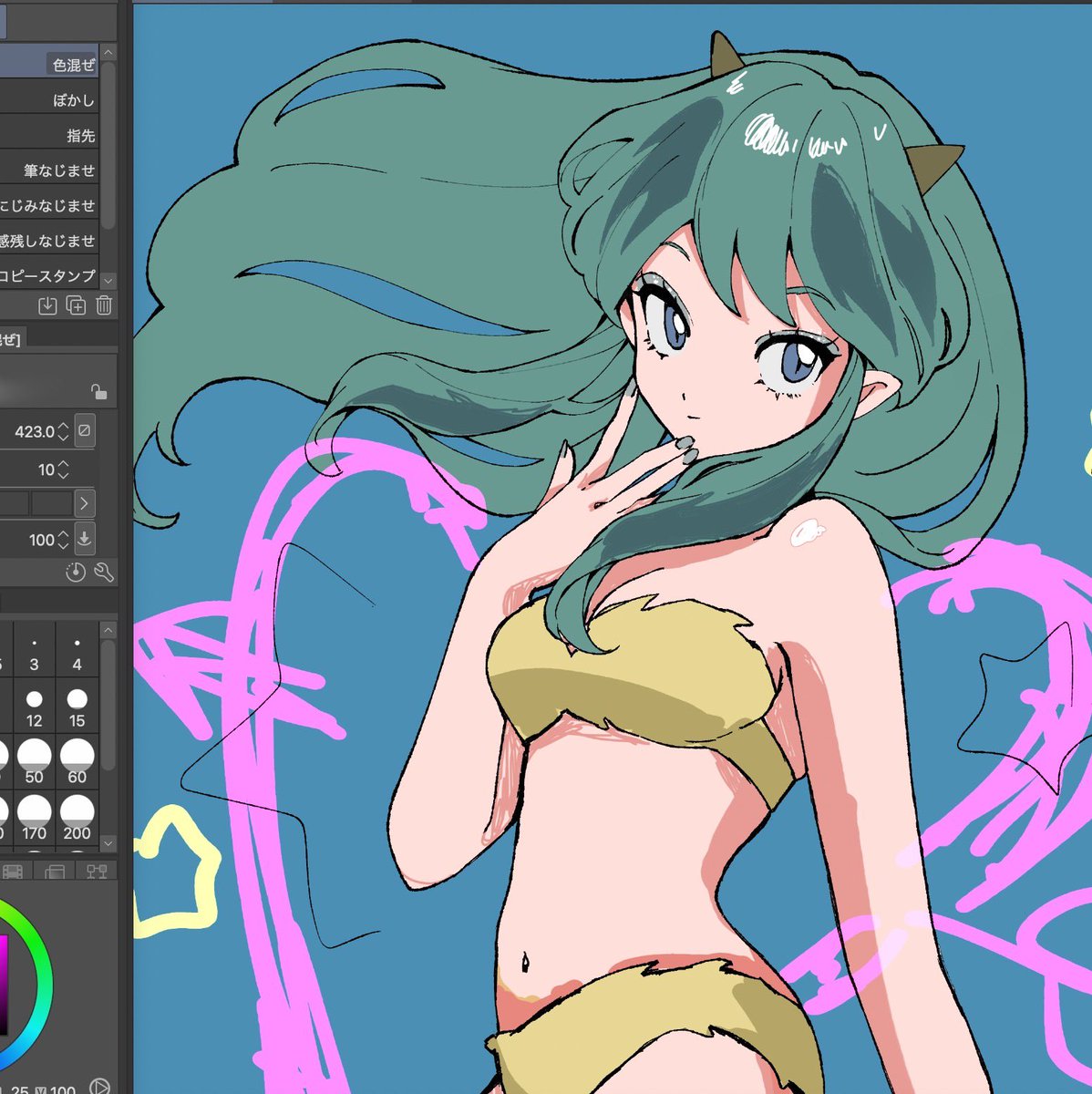 Wip⭐︎ 週末は結局絵の練習せずラムちゃん描いてました、、😂