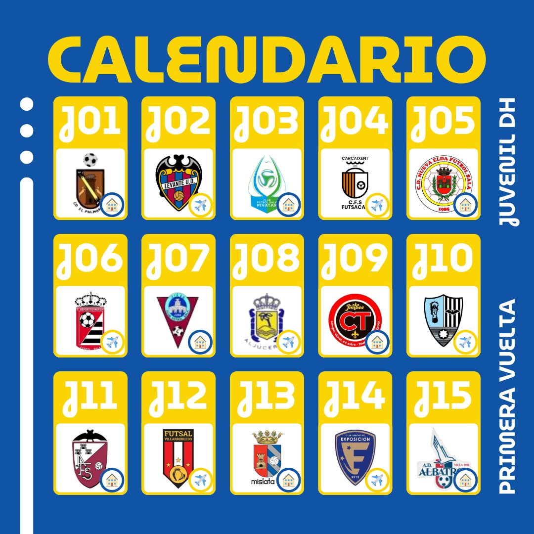 💥 ¡Ya conocemos nuestro 📆 𝐂𝐀𝐋𝐄𝐍𝐃𝐀𝐑𝐈𝐎 de la 1ª vuelta de competición en Juvenil División de Honor!

🔛 Iniciaremos la liga desde nuestra casa, el Cagigal, teniendo como rival a CD El Palmar FS.

#SomosCantera
#LaFamilia 💙