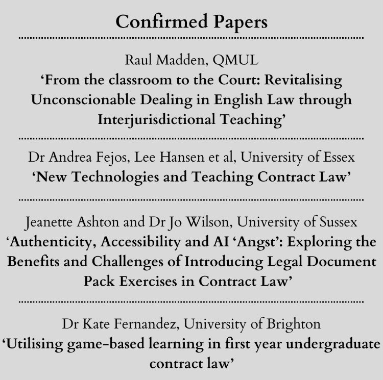 jo_wilson13's tweet image. **Save the Date**

Our conference, ‘New Trends in Teaching Contract Law’ is fast approaching, and what a brilliant line up we’ve got 🤩

Booking details to follow shortly, but for now, please save the date! 

@JeanetteAshton @MartonRibary