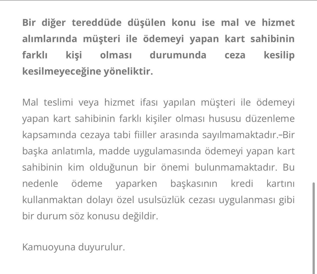 Maliye Bakanlığı tarafından gerekli düzenleme ve açıklama yapılmıştır. 
Böylece yanlış anlaşılan veya tam açıklanamayan konu giderilmiştir. 
Bütün esnaf kardeşlerimize hayırlı işler diliyorum. 
Teşekkürler 
<a href="/memetsimsek/">Mehmet Simsek</a> 
<a href="/_fatihsahin/">Fatih Şahin</a>