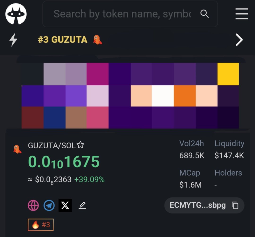 clydeguzuta0's tweet photo. Trending everywhere, every day.
While we prepare for our next CEX listing, we maintain massive volume, transactions, and trendings every day.
We never stop!
Work, build, grow! 👻
$GUZUTA $CLYDE $SOL #Solana #memecoin #cryptocurrency https://t.co/GSKUgxv009