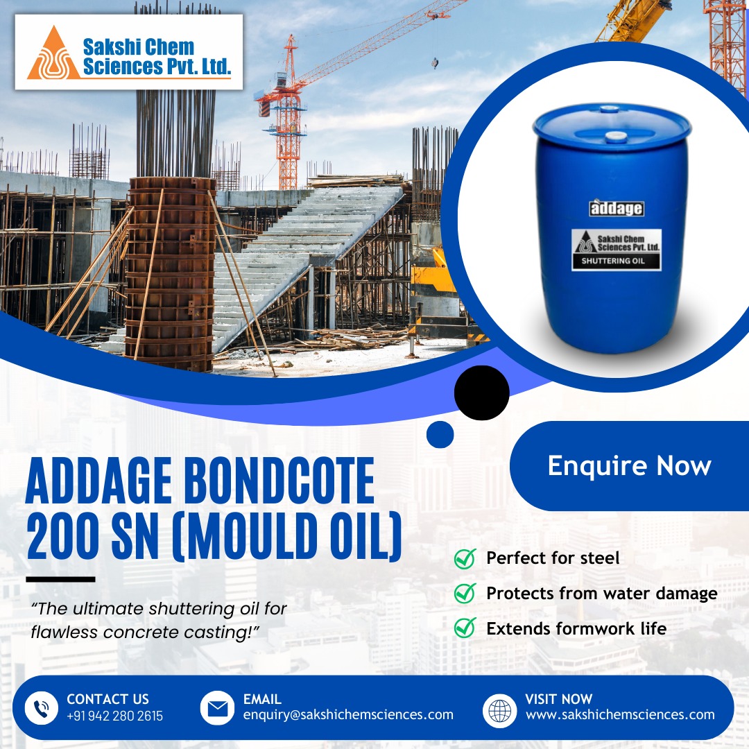 SakshiChemSci's tweet image. Behind every flawless concrete surface is a reliable partner. Meet ADDAGE BONDCOTE 200 SN Shuttering Oil, ensuring smooth and effortless release every time. 🏗️✨ #ConstructionChemicals #ShutteringOil #ADDAGE 

Click to Order: sakshichemsciences.com/product/bondco…