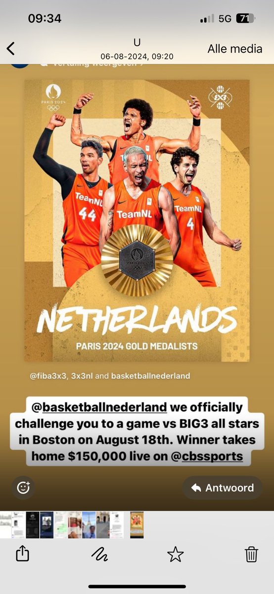 3x3-basketballers uitgedaagd voor een potje om 150000 dollar in Amerika, tegen de 3 beste spelers uit de 3x3-profleague.