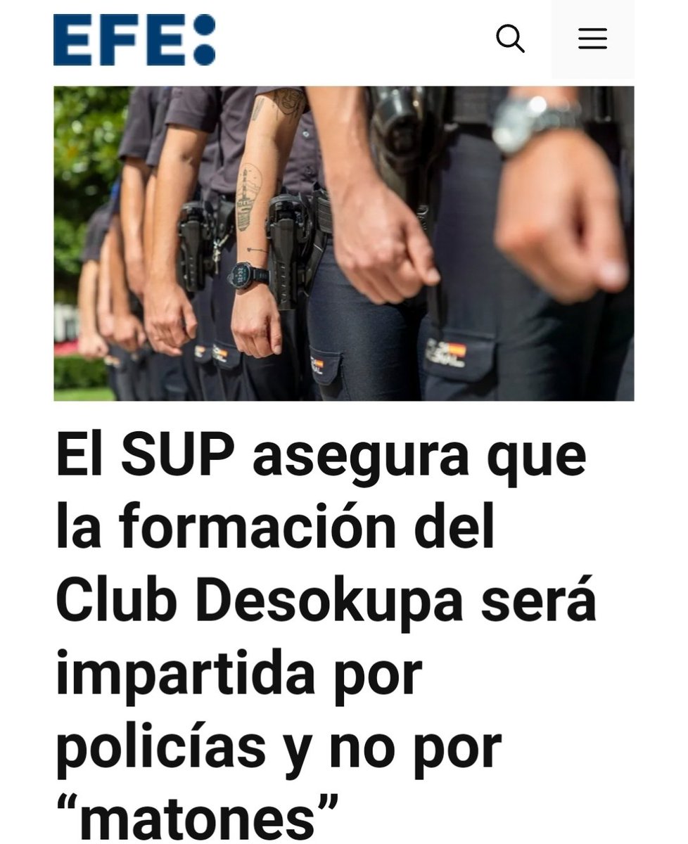 Sup_Policia's tweet photo. El #Curso de #DefensaPersonal que ha suscrito el @Sup_Policia con #ClubDesokupa no pretende sustituir la #Formación de la @info_dgp

Será impartido en su mayoría por #Policías, #GuardiasCiviles y #Ertzainas

La cosa no va de matones instruyendo a Policías.

Complementar y reforzar los conocimientos de nuestros compañeros es lo que buscamos con todos los acuerdos formativos que tenemos, este es otro más.

Esta empresa, pese a la similitud del nombre y que su dueño también es @daniesdsk , no guarda relación con las actividades de la #CompañíaDesokupa 

Todo el programa respetará el ordenamiento jurídico y los principios de congruencia, proporcionalidad y oportunidad en el uso de la fuerza.

Daremos herramientas para que nuestros compañeros puedan defenderse ante una agresión con arma blanca.

En este articulo de @EFEnoticias ampliamos información⤵️
https://t.co/zGoq07kgIk