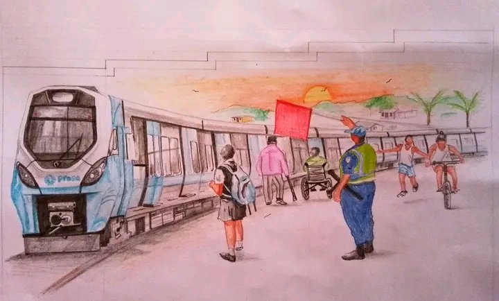 XArt03's tweet photo. "A black and white pencil drawing I did of an old Metrorail train &amp; a new Prasa coloured pencil one"👨🏾‍🎨🎨🚃🚆🎨🫶🏾🕯️ https://t.co/kUOO7TnIe2