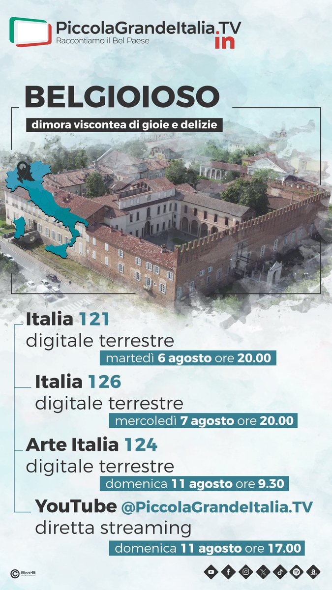 PGI_TV's tweet image. 📺 𝕀𝕟 𝕆ℕ𝔻𝔸
​
📍 BELGIOIOSO
​🗺🇹 dimora viscontea di gioia e delizie

#raccontiamoilbelpaese
#belgioioso #pavia #lombardia #viafrancigena #castellodibelgioioso #sangiacomodicerrata #italia #italy #intv #doc #documentario #reportage #borghi #piccolagrandeitalia