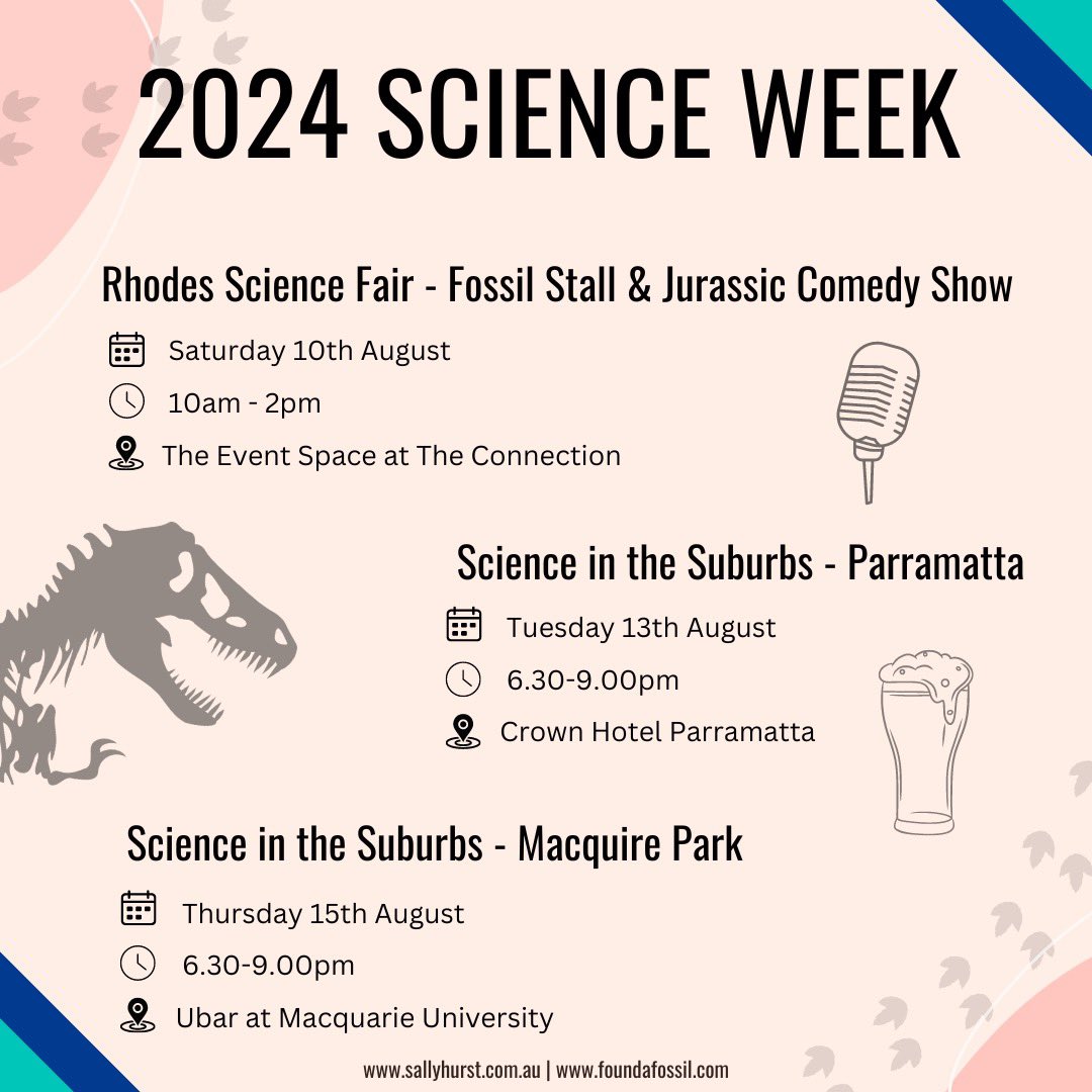 sallykhurst's tweet image. 📣 ANNOUCNING FREE SCIENCE WEEK EVENTS! 📣

Interrupting your regularly scheduled dinosaur fieldwork content (don’t worry, there will be more soon), next week is Science Week and I will be hosting a number of free events, including comedy shows about the @foundafossil project!