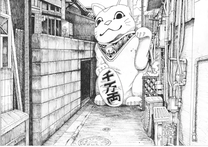 招き猫…窮屈
 #絵柄が好みって人にフォローされたい 
#絵描きさんと繋がりたい #art #芸術の輪 #ペン画 
#アナログ絵 
✨PixivFunBox始めました。 📷https://t.co/faF7aXXnDh 