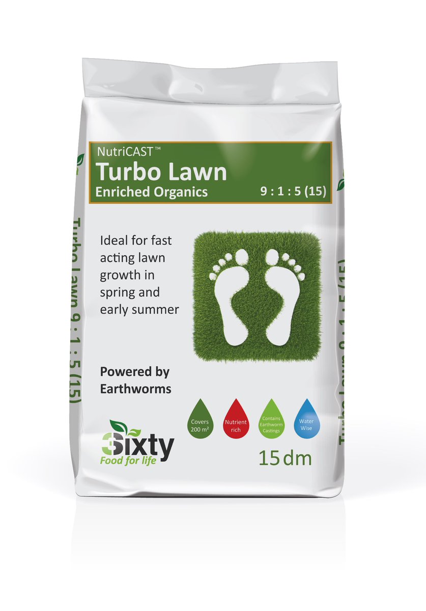 Turbo Lawn
Ideal for fast acting lawn growth in spring and early summer.
 -Improved soil structure while increasing organic matter,
-Best of both worlds - steady and rapid nutrient release,
-Tailored formulations to enhance productivity. 

Powered by Earthworms