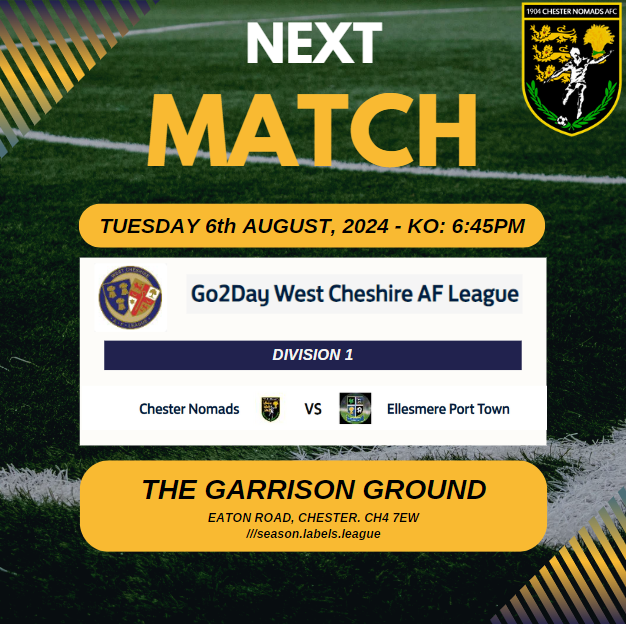 Tonight sees our First Team kick off the season at home v Ellesmere Port Town <a href="/eptfc/">Ellesmere Port Town FC</a> <a href="/WestCheshireAFL/">West Cheshire</a>