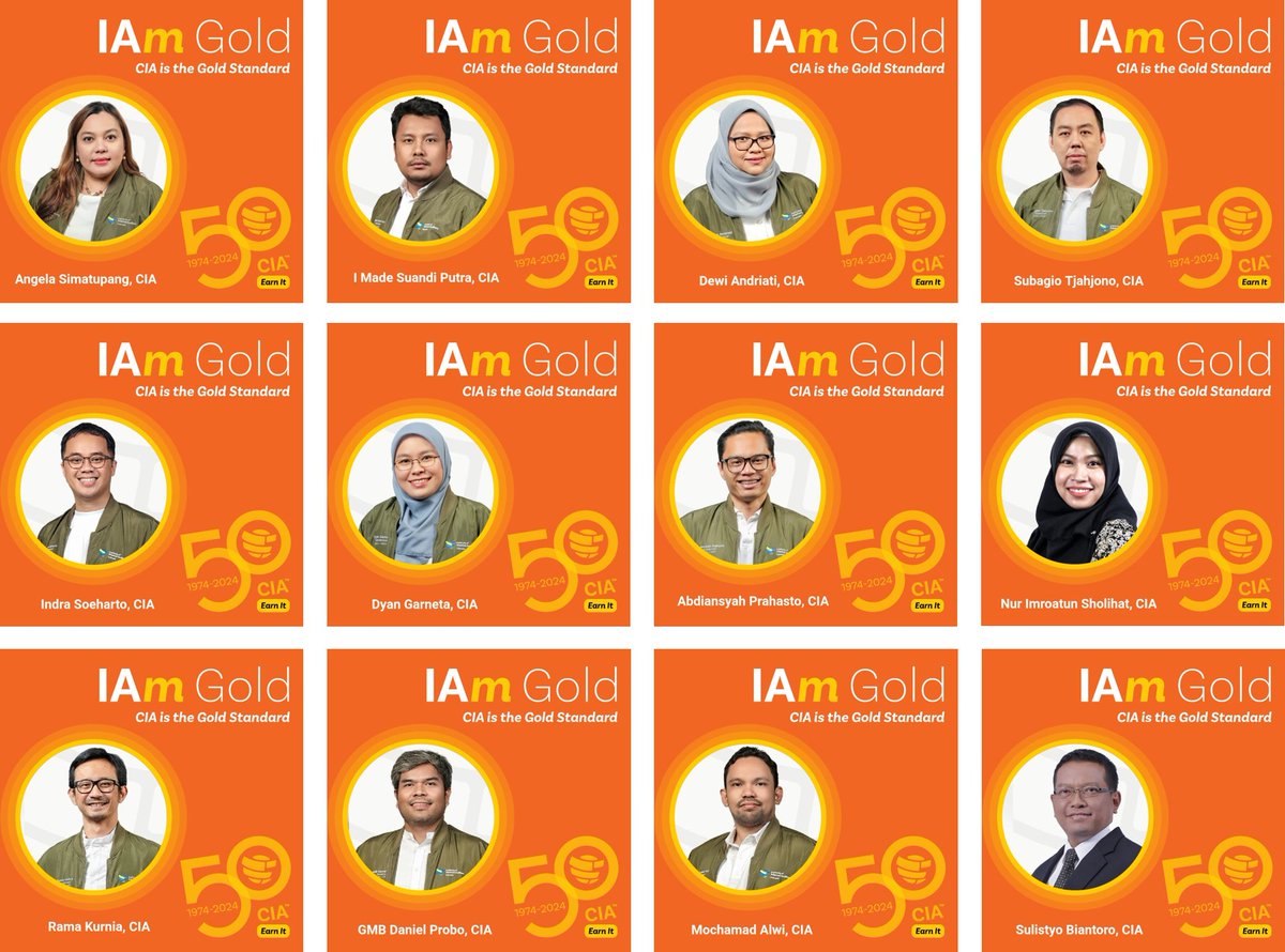 The Institute of Internal Auditors Indonesia celebrates 50th year of CIA certification.

Join over 200,000 CIAs awarded from 160+ countries to celebrate golden jubilee of setting the gold standard in the global IA profession.

#IIA #CIA #internalaudit