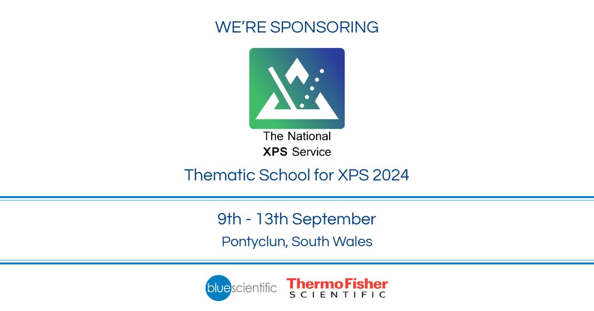 Blue Scientific (@blue_scientific) on Twitter photo We’re delighted to be co-sponsoring <a href="/HarwellXPS/">Harwell XPS</a> 2024 thematic school for XPS along with our distribution partner, Thermo Fisher Scientific.
🗓 9th - 13th September
📍 Pontyclun, South Wales
portal.harwellxps.uk/2024-xps-summe… We’re delighted to be co-sponsoring <a href="/HarwellXPS/">Harwell XPS</a> 2024 thematic school for XPS along with our distribution partner, Thermo Fisher Scientific.
🗓 9th - 13th September
📍 Pontyclun, South Wales
portal.harwellxps.uk/2024-xps-summe…