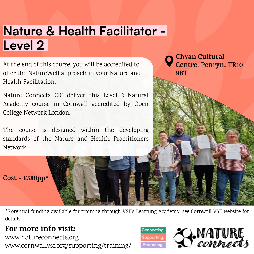 🌿 Join NatureConnects for a Nature &amp; Health Facilitator Training Course!🌿
This Natural Academy course is  for people working with individuals or groups with specific health and social care needs who seek to develop their nature and health offering.  
#Ecotherapy #VSCE #Nature