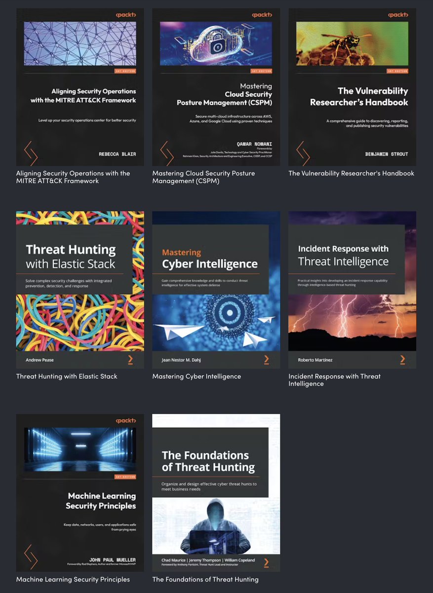 Threat Intelligence Book Bundle by <packt> <a href="/PacktPublishing/">Packt Publishing</a> <a href="/humble/">Humble Bundle</a> 
humblebundle.com/books/threat-i…