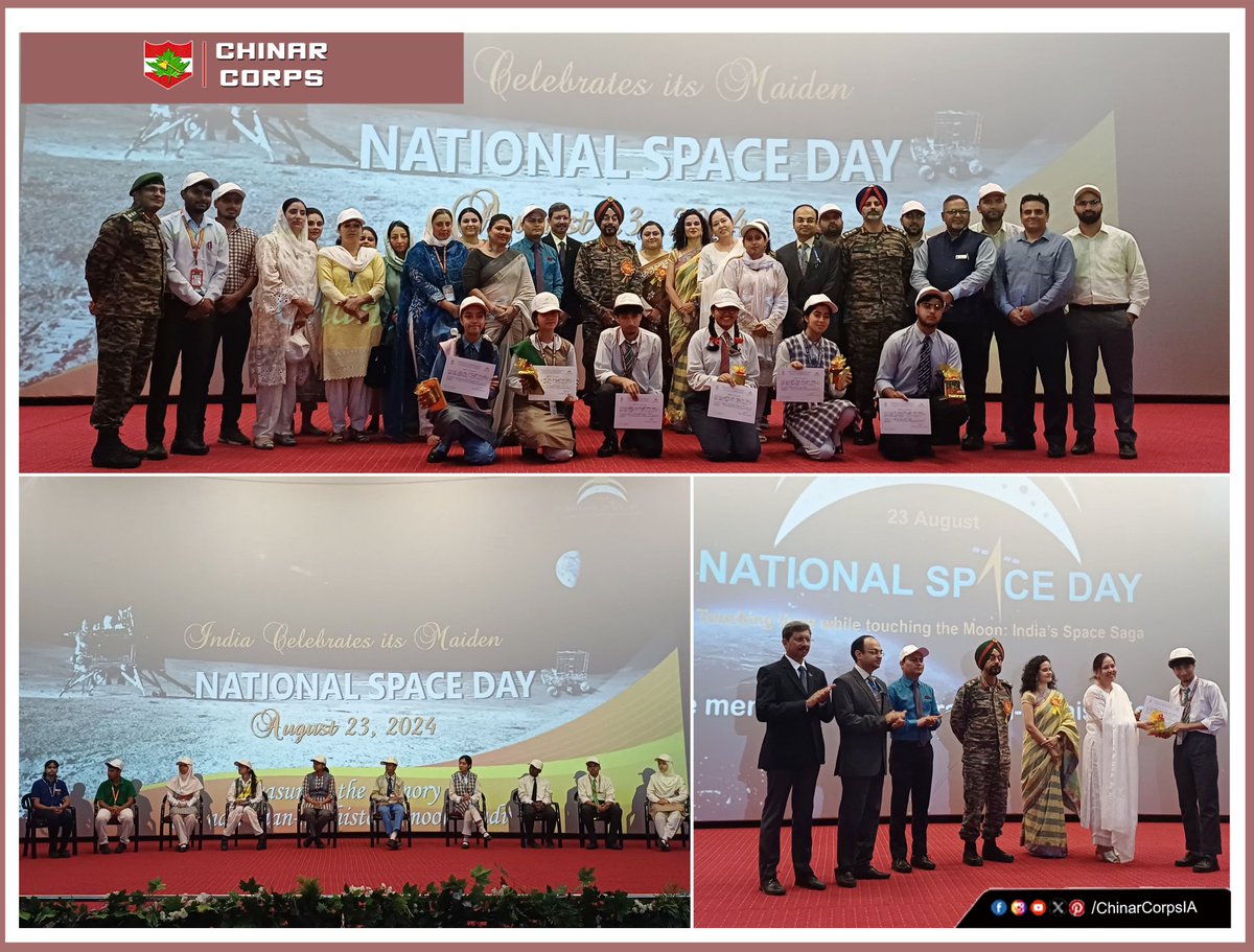 "Launch your ambitions into the universe and see where they take you" #ChinarWarriors in conjunction with Indian Institute of Remote Sensing celebrated the maiden #NationalSpaceDay2024 at BB Cantt, #Srinagar
The event was graced by the GOC, 31 Sub Area. Over 300 school #students