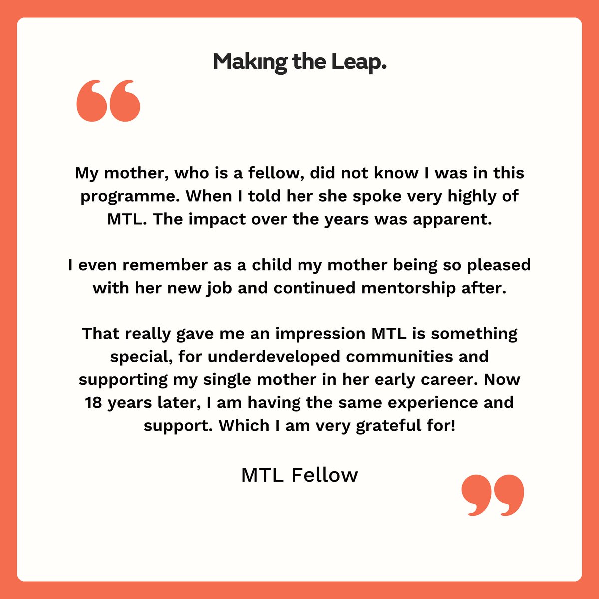 Our programmes have been changing lives for generations ✨

To find out more about the impact we have, and how you can get involved in our programmes, go here 👉 makingtheleap.org.uk